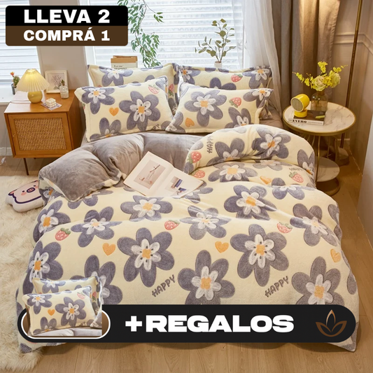 [Llevá 2 Pagá 1] Juego de Ropa de Cama en Algodón y Lana + REGALO: 2 Fundas para Almohada