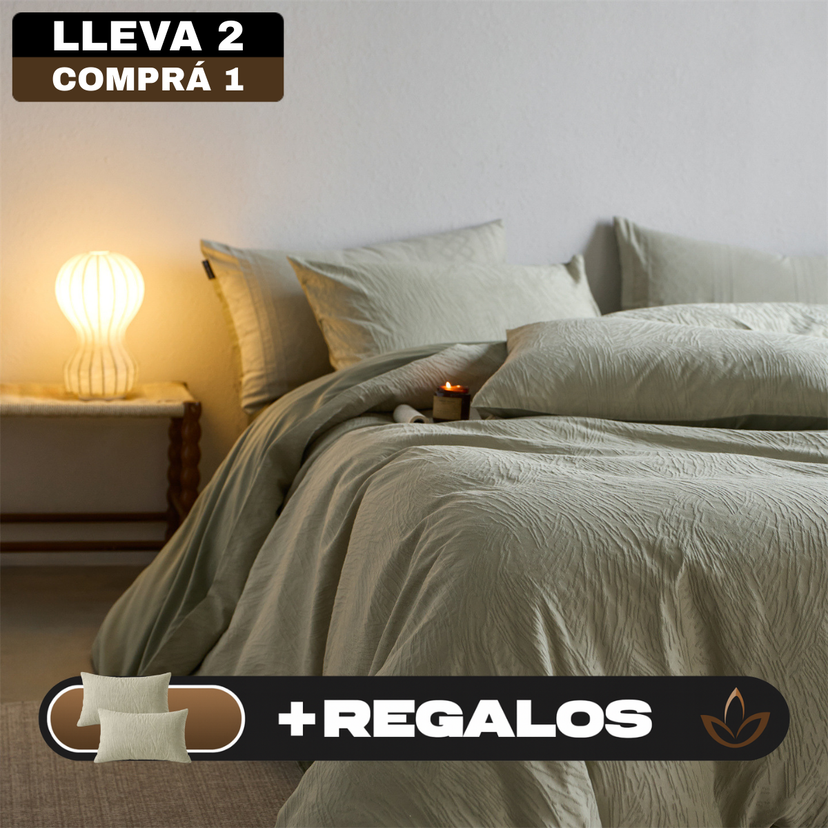 [Llevá 2 Pagá 1] Ropa de Cama Completa en Algodón y Seda con Diseño Moderno + REGALO: 2 Fundas para Almohada