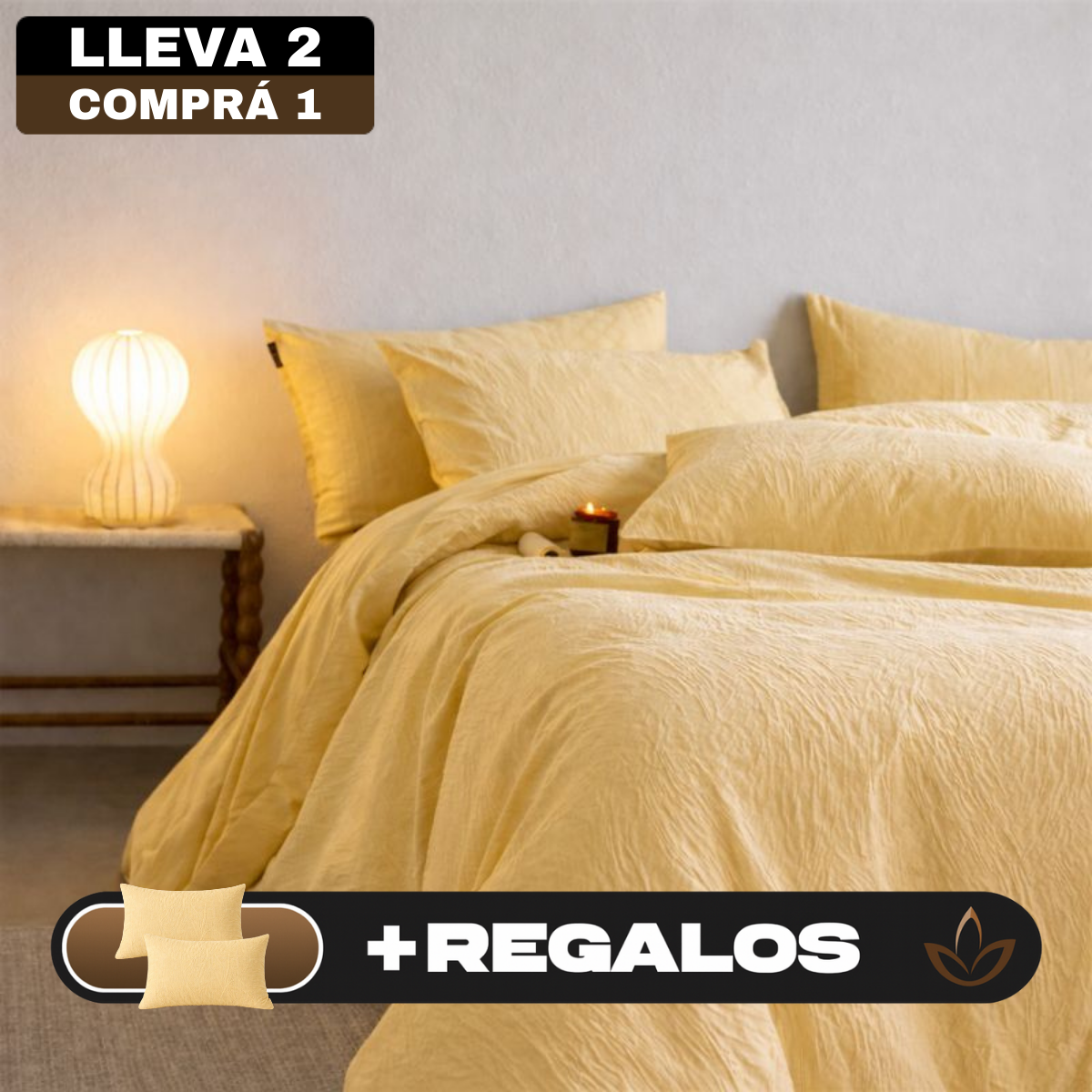 [Llevá 2 Pagá 1] Ropa de Cama Completa en Algodón y Seda con Diseño Moderno + REGALO: 2 Fundas para Almohada